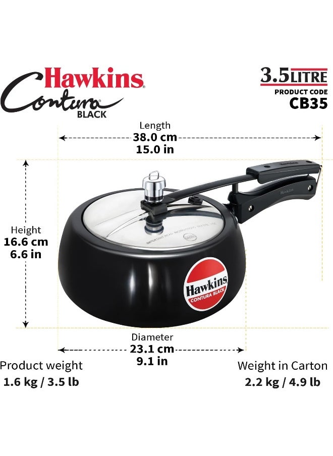 3.5LLiters 3.5 Liters Contura Hard Anodised Aluminium Pressure Cooker,With Inner Lid,Black Black