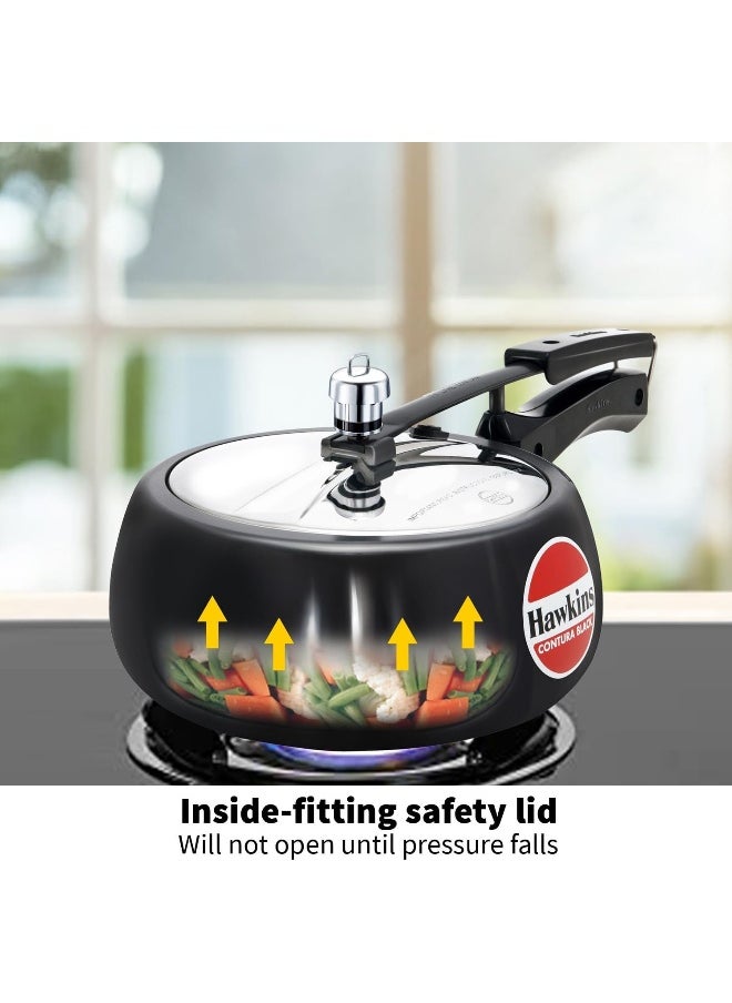 3.5LLiters 3.5 Liters Contura Hard Anodised Aluminium Pressure Cooker,With Inner Lid,Black Black
