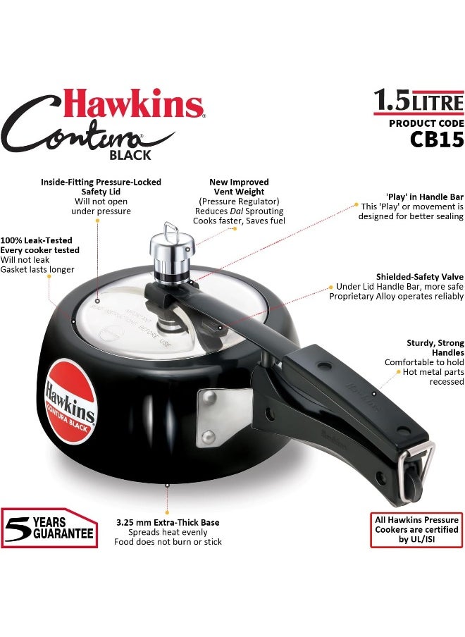 1.5Liters Contura Aluminium Hard Anodized Pressure Cooker Pressure Cooker Black