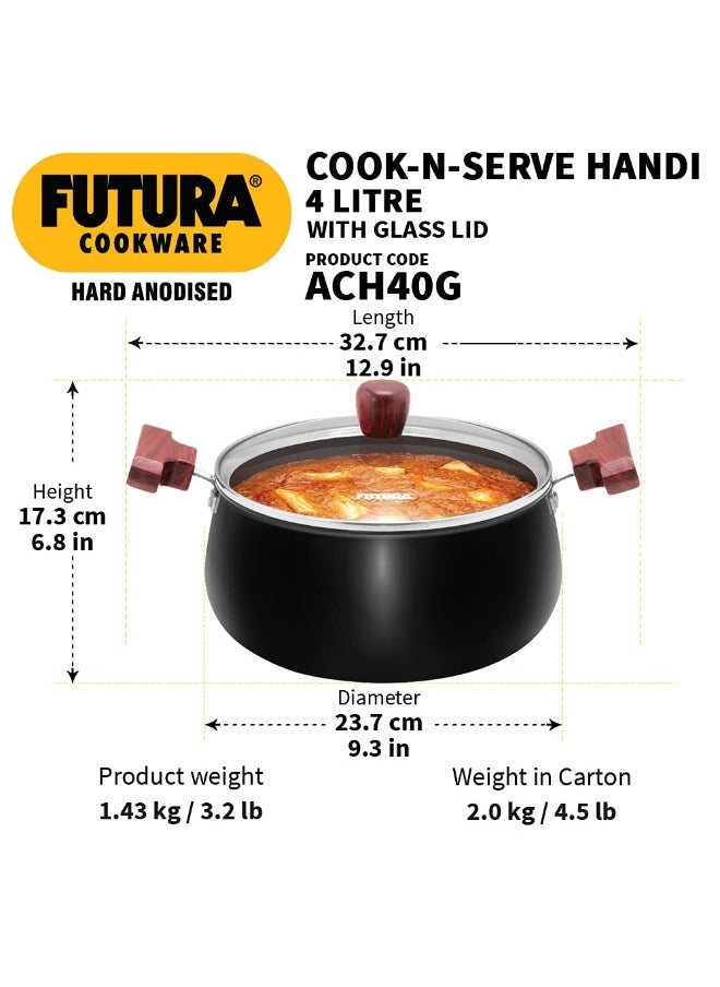 Hawkins Futura HA Cook N Save Handi W/Glass lid 4 Ltr