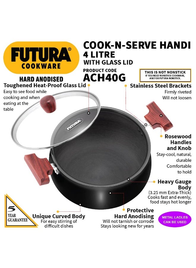 Hawkins Futura HA Cook N Save Handi W/Glass lid 4 Ltr