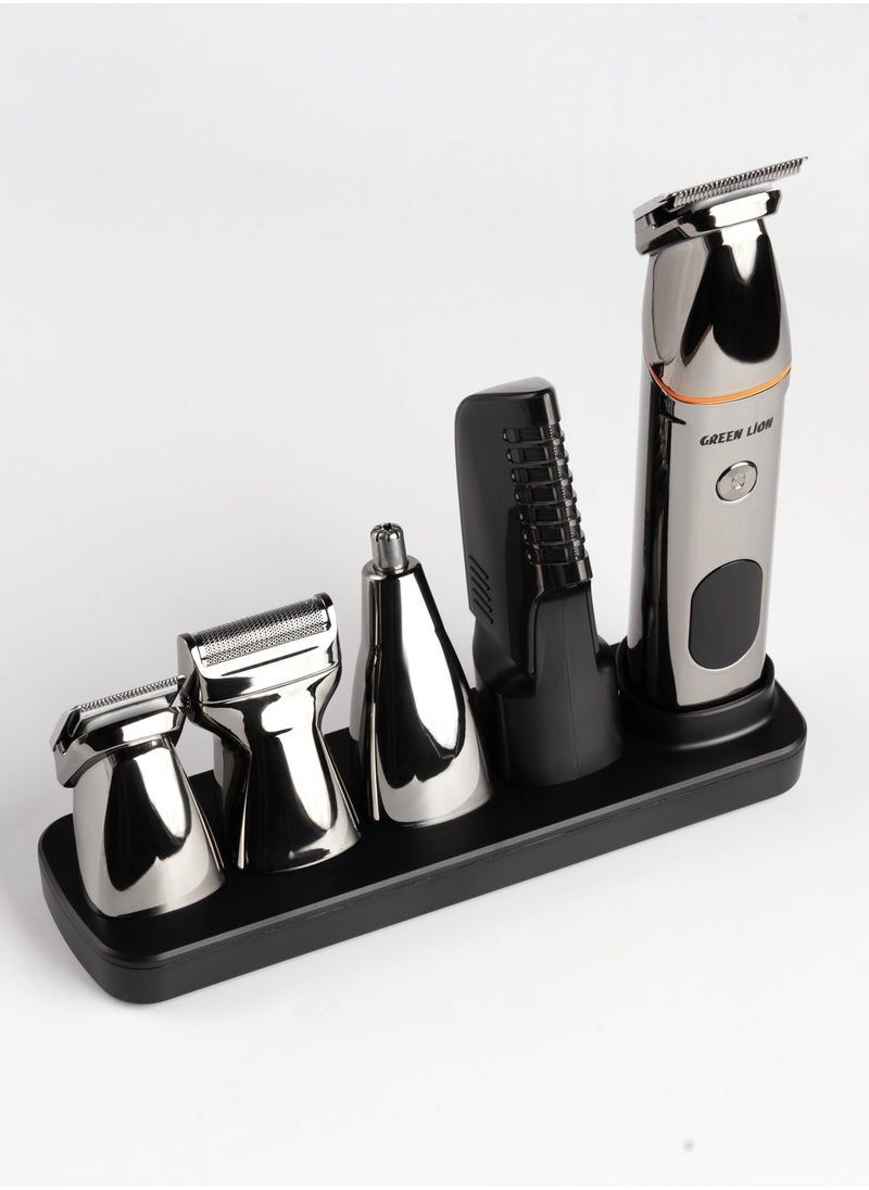 5 In 1 Multi Function Hair Clipper Set Multifunctional Replaceable Heads 600mAh Battery Waterproof IPX6 With Charging Base and LED Display-Black