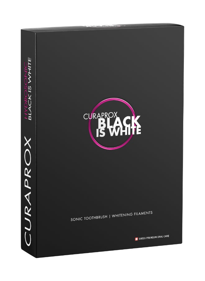 Curaprox Black is White Hydrosonic Sonic Toothbrush - Curaprox Electric Toothbrush for Adults with 3 Cleaning Levels.