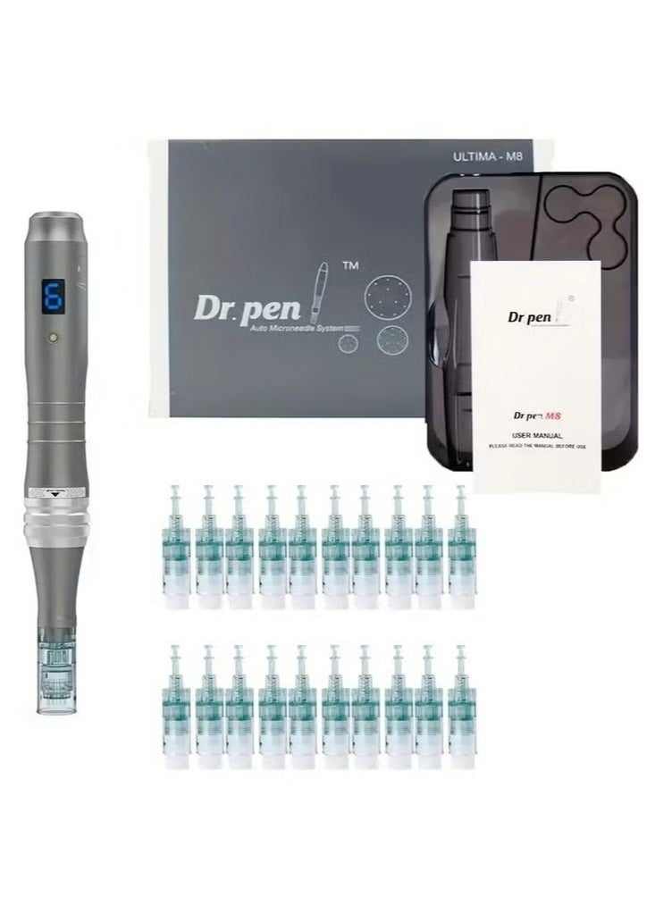 Dr.Pen Ultima M8 Professional Microneedling Pen - Cordless Derma Auto Pen - Best Face and Body Skincare Kit with 20pcs Multiple specification needles