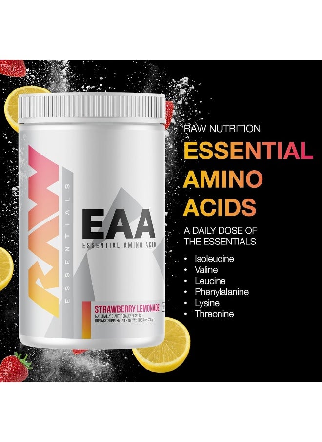 RAW EAA Amino Acids Powder, Strawberry Lemonade (25 Servings) - Pre Workout Amino Energy Powder for Strength, Endurance, Recovery & Lean Muscle Growth - BCAA Amino Acids Supplement for Men & Women