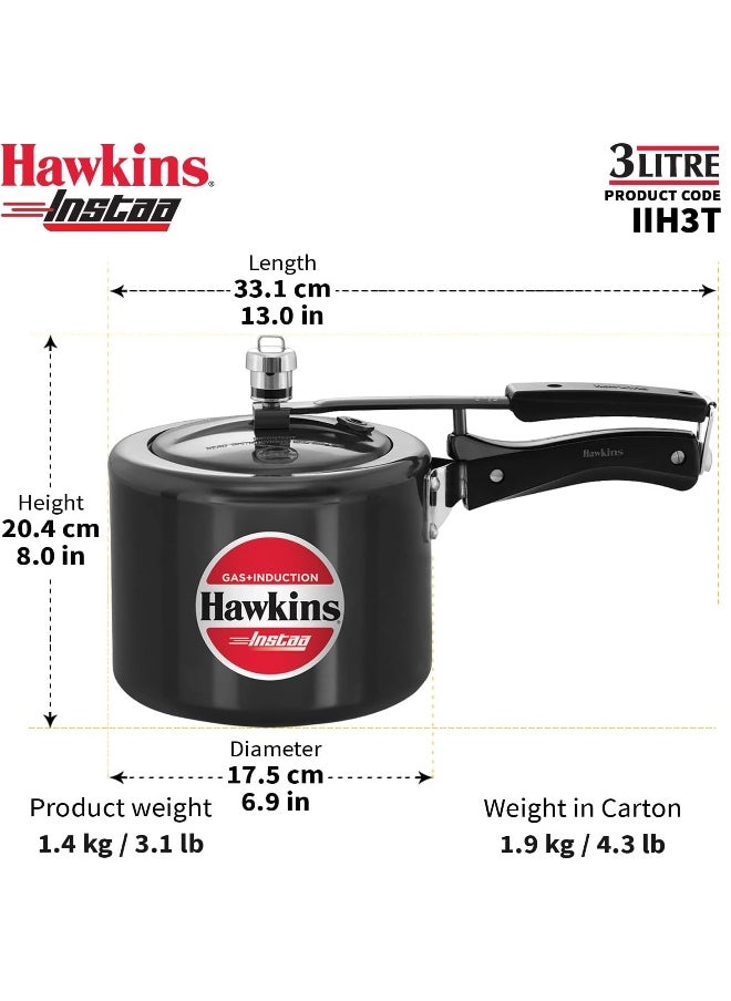 3 ليترkg 3 Liters, Instaa Tall Aluminium Pressure Cooker, Induction Compatible, Silver SILVER