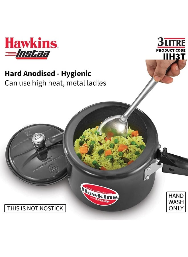3 ليترkg 3 Liters, Instaa Tall Aluminium Pressure Cooker, Induction Compatible, Silver SILVER