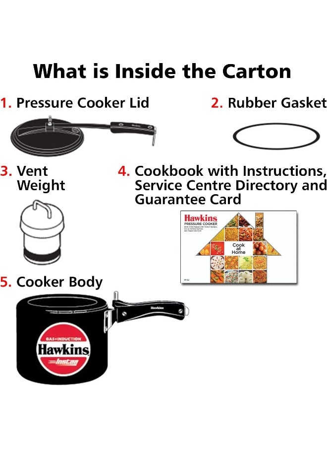 3 ليترkg 3 Liters, Instaa Tall Aluminium Pressure Cooker, Induction Compatible, Silver SILVER