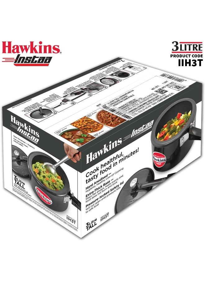 3 ليترkg 3 Liters, Instaa Tall Aluminium Pressure Cooker, Induction Compatible, Silver SILVER