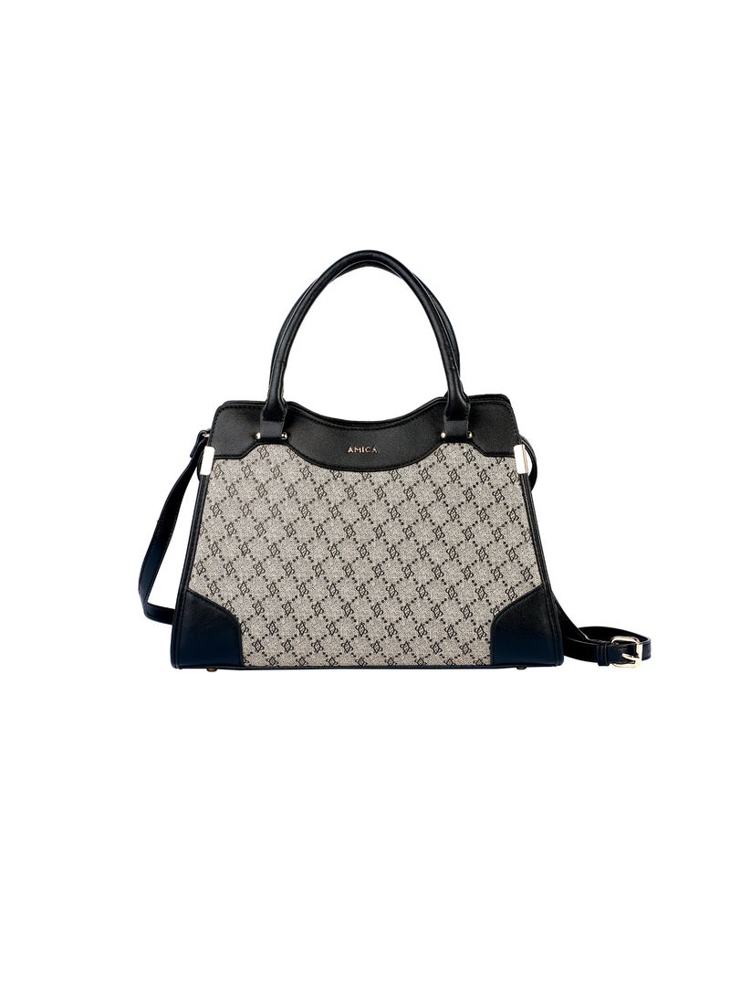Fallon Signature Monogramed Women’s Leather Satchel Handbag