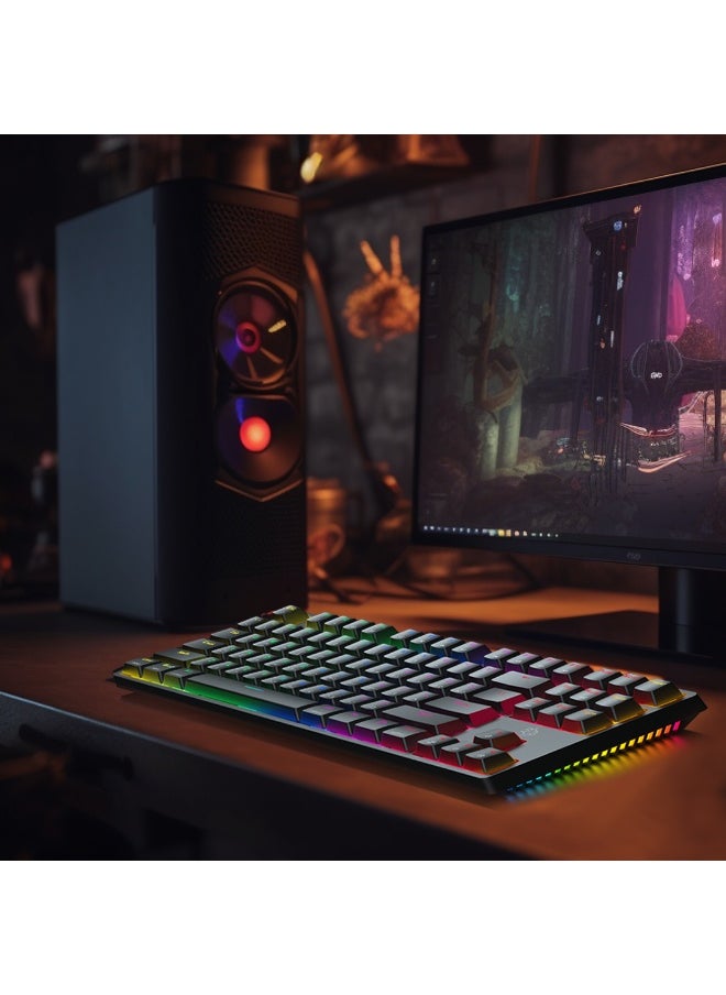 3in1 Wireless Mechanical Keyboard TKL Gateron Switch / USB Wire / 2.4G / Bluetooth Connection / Anti- Ghosting Keys /RGB 20 Modes Lights / Wireless Gaming Keyboard - Black