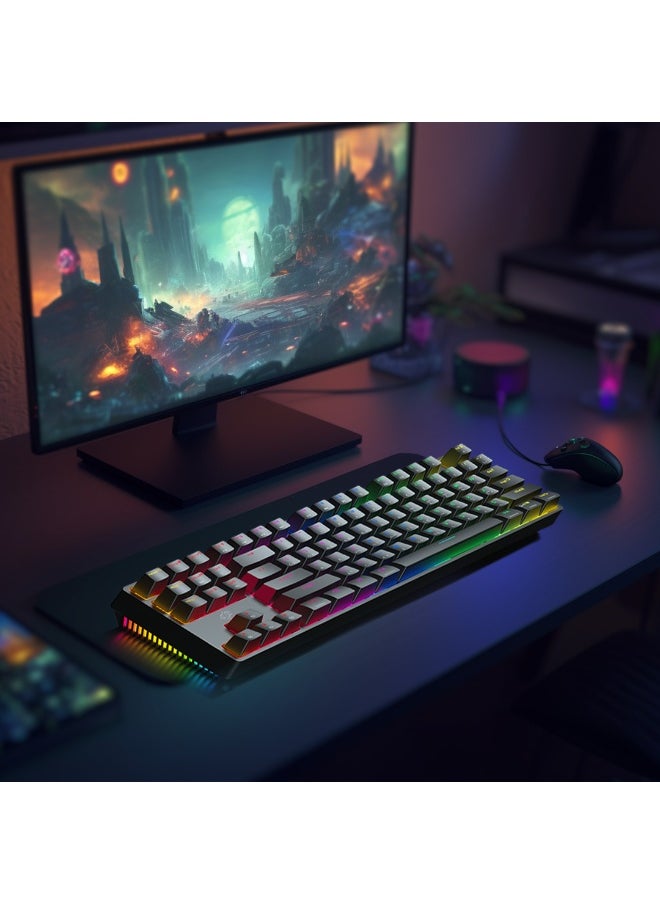 3in1 Wireless Mechanical Keyboard TKL Gateron Switch / USB Wire / 2.4G / Bluetooth Connection / Anti- Ghosting Keys /RGB 20 Modes Lights / Wireless Gaming Keyboard - Black