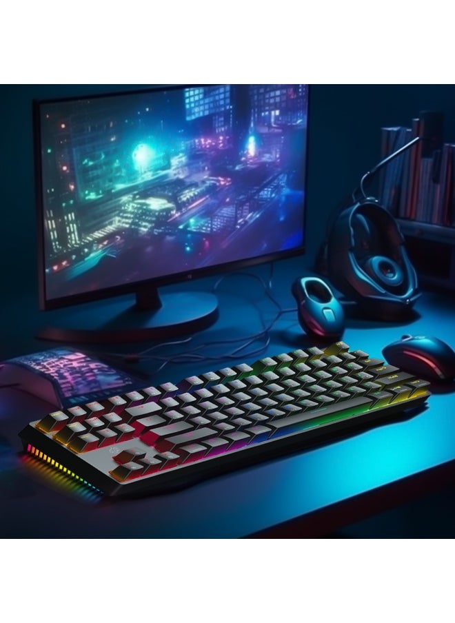3in1 Wireless Mechanical Keyboard TKL Gateron Switch / USB Wire / 2.4G / Bluetooth Connection / Anti- Ghosting Keys /RGB 20 Modes Lights / Wireless Gaming Keyboard - Black