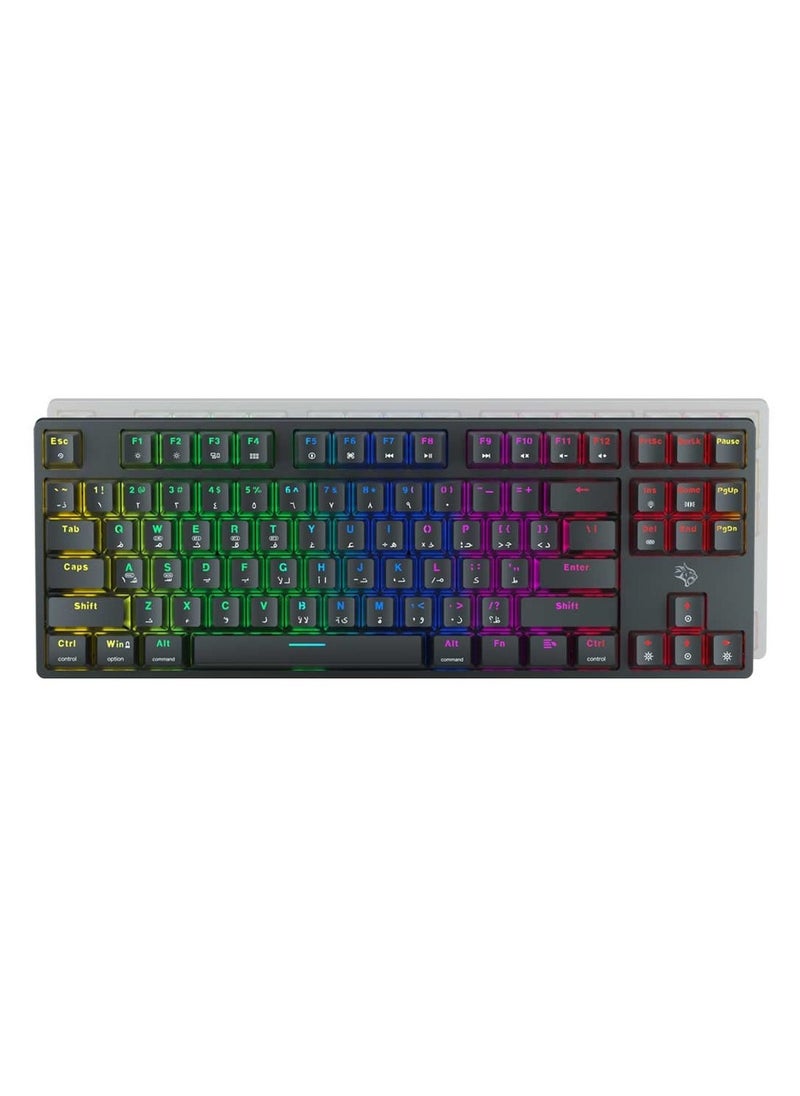 3in1 Wireless Mechanical Keyboard TKL Gateron Switch / USB Wire / 2.4G / Bluetooth Connection / Anti- Ghosting Keys /RGB 20 Modes Lights / Wireless Gaming Keyboard - Black