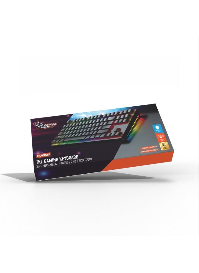 3in1 Wireless Mechanical Keyboard TKL Gateron Switch / USB Wire / 2.4G / Bluetooth Connection / Anti- Ghosting Keys /RGB 20 Modes Lights / Wireless Gaming Keyboard - Black