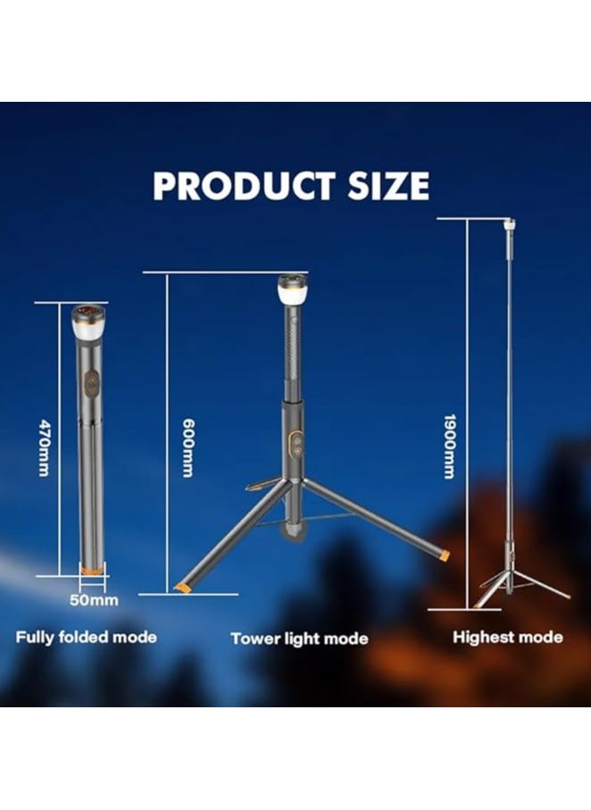 Portable Camping Light Telescopic with Tripod Stand Smart Remote Magnetic Base USB Rechargeable Battery