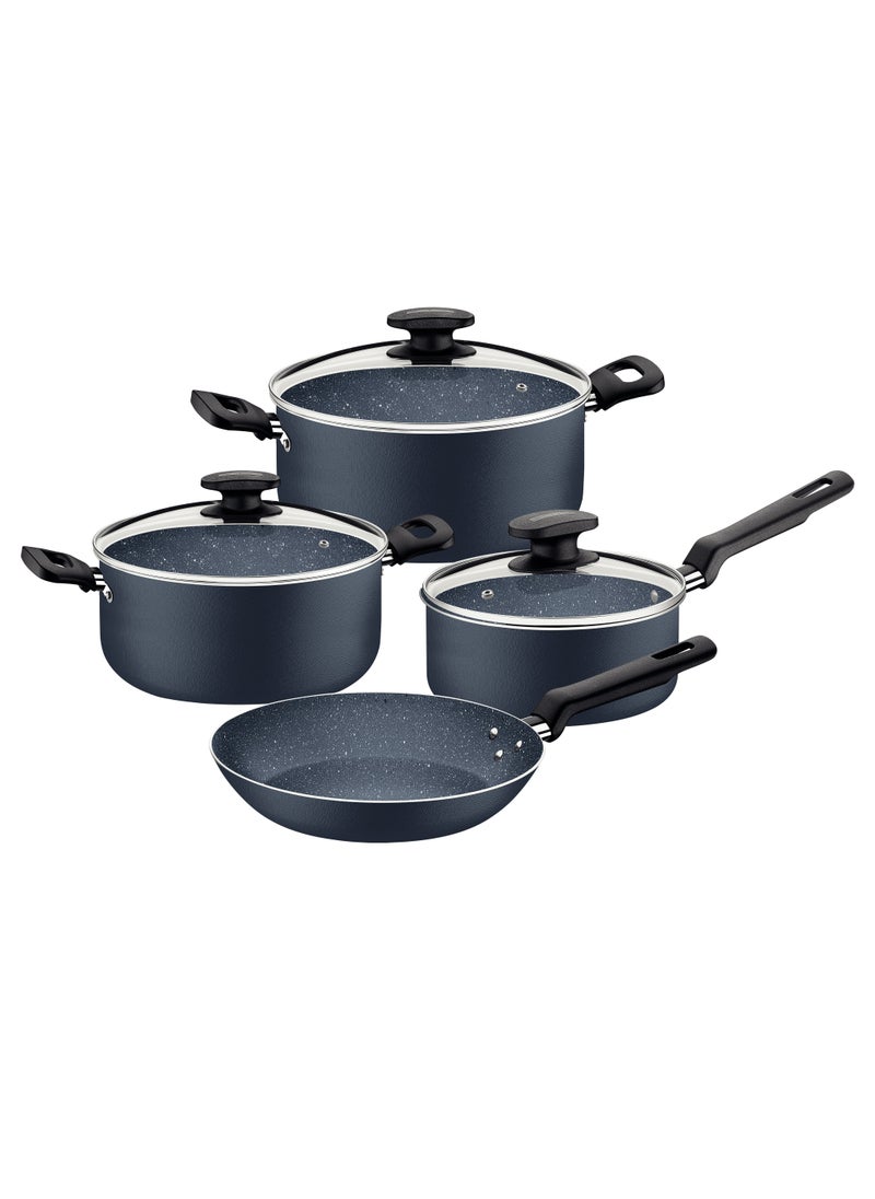 Since 1911,Made in Brazil-  7 Pieces Blue Aluminum Cookware Set with Interior and Exterior Starflon Max Nonstick Coating,