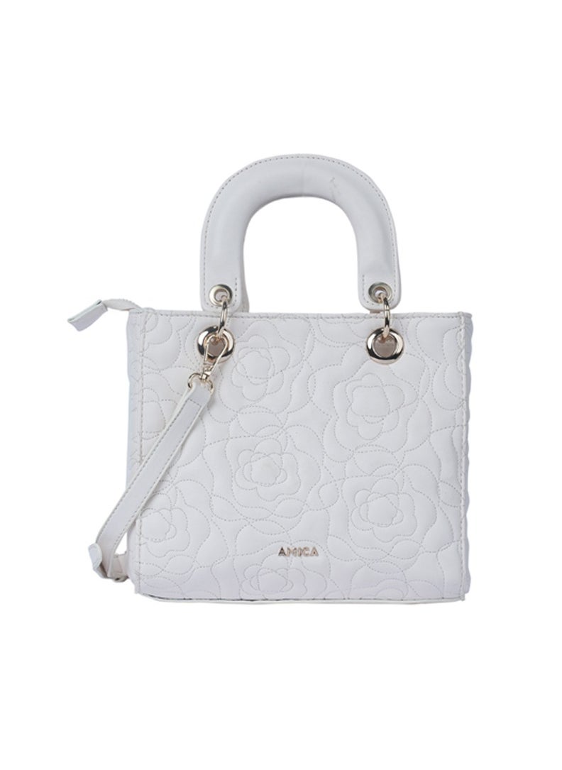 Silene Floral Women Crossbody Handbag Leather with Detachable Strap