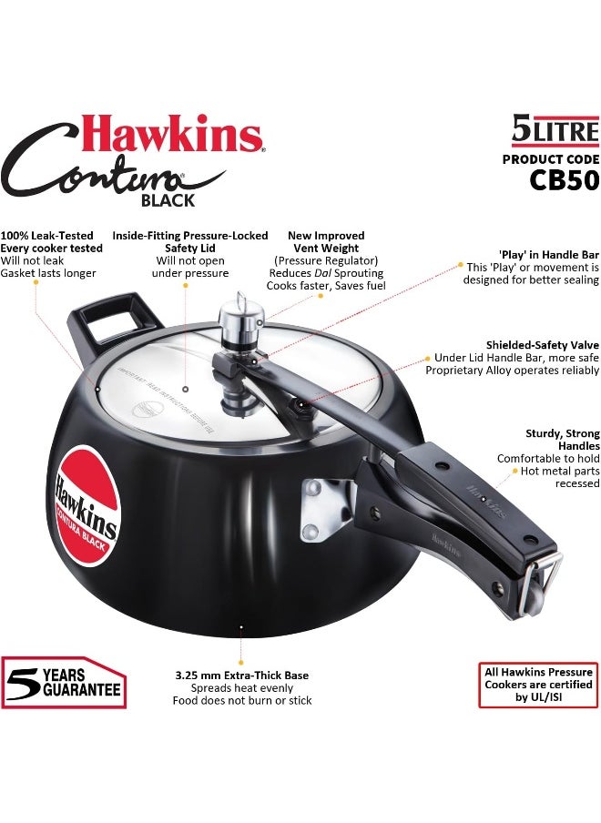 5.0Liters Contura Aluminium Pressure Cooker Black