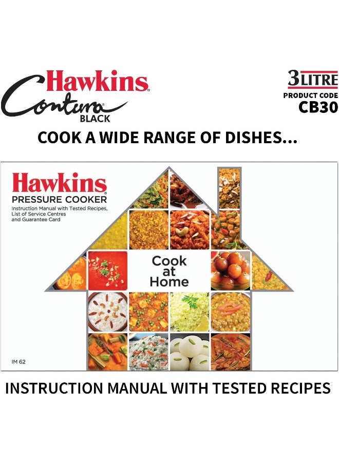 3.0Liters Contura Aluminium Pressure Cooker With Inner Lid Black