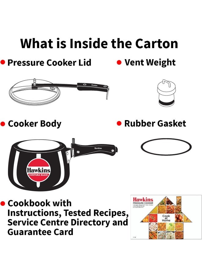 3.0Liters Contura Aluminium Pressure Cooker With Inner Lid Black