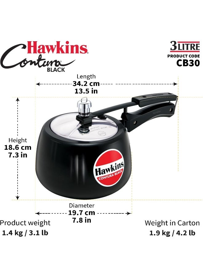 3.0Liters Contura Aluminium Pressure Cooker With Inner Lid Black