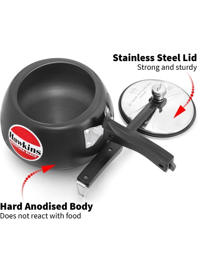 3.0Liters Contura Aluminium Pressure Cooker With Inner Lid Black