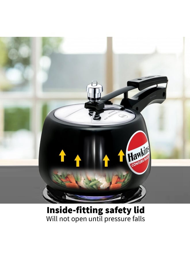 3.0Liters Contura Aluminium Pressure Cooker With Inner Lid Black