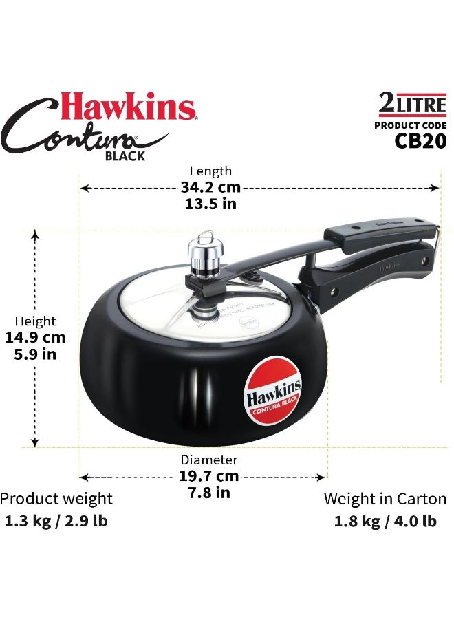 2 Literskg Hawkins Contura Hard Anodised Aluminium Inner Lid Pressure Cooker, 2 Liters, Black Black