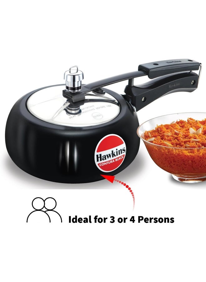 2 Literskg Hawkins Contura Hard Anodised Aluminium Inner Lid Pressure Cooker, 2 Liters, Black Black