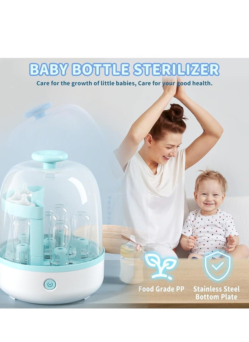 Bottle Sterilizer, Double Layer Baby Bottle Steam Sterilizer Sanitizer with Cleaning Brush Set For for Baby Bottles, Pacifiers , Large Capacity And 99.99% Cleaned In 8 Mins, 360 Degree High Temperature
