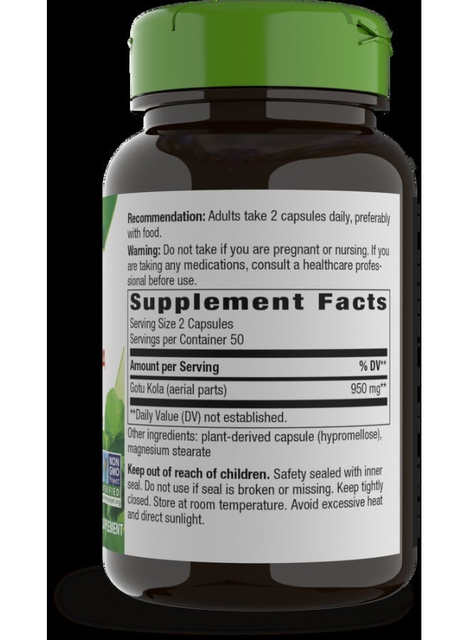 Gotu Kola Herb 950mg - 100 Vegan Capsules Packaging May Vary