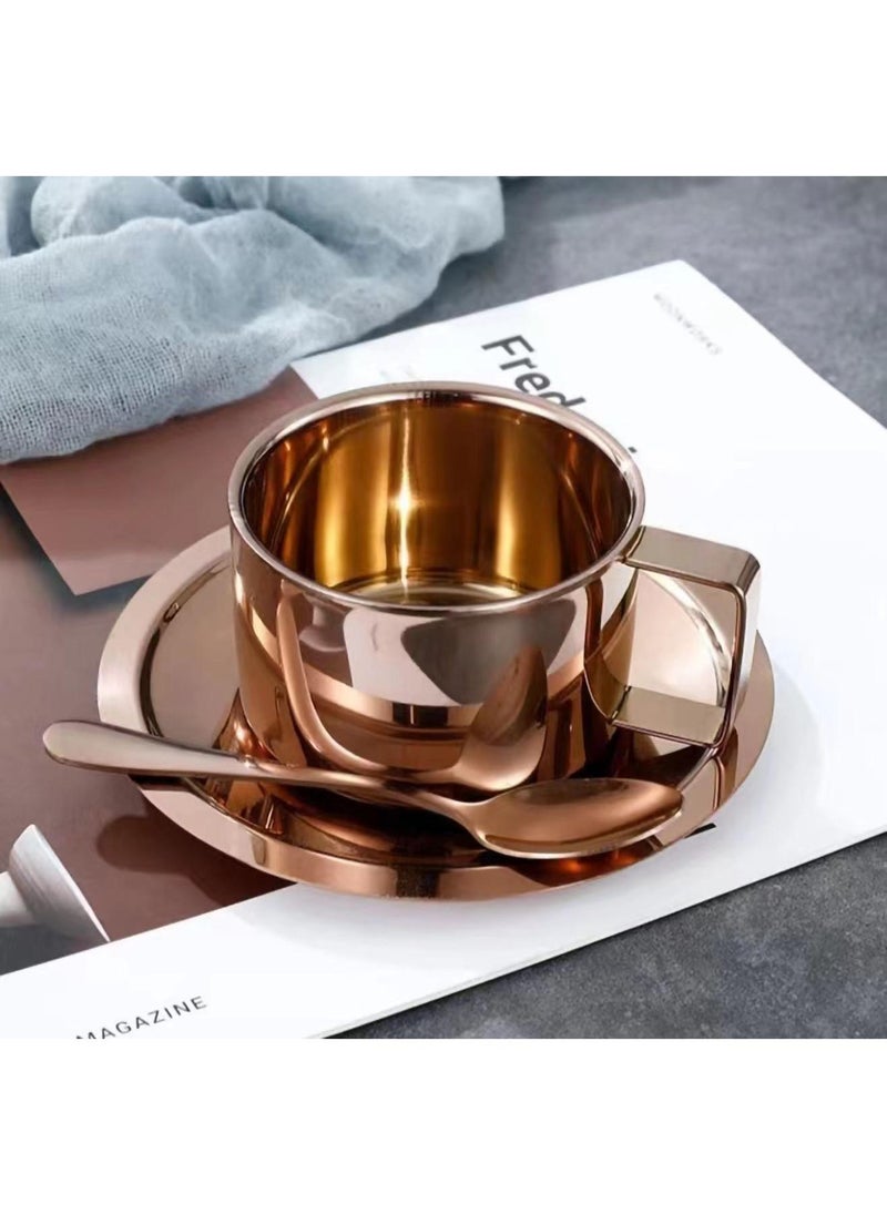 3-piece European-style Double-layer Low-dish Coffee Cup With Spoon