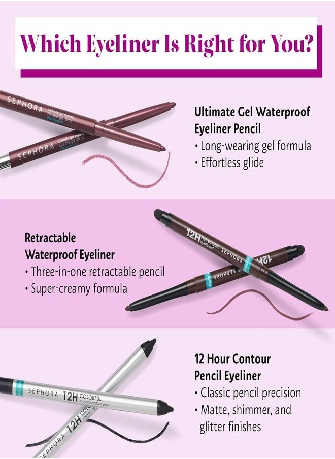 SEPHORA COLLECTION Waterproof 12H Retractable Eyeliner – 21 Shimmer | Ultra-Pigmented, Smudge-Proof, Long-Lasting & Precision Glide Formula for Intense Eye Definition (0.30g)