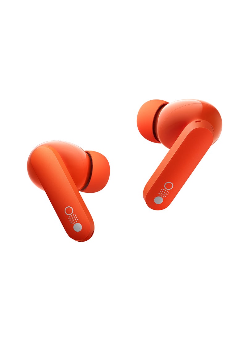 Buds Pro Wirelesss Earphones with 45 dB ANC, Ultra Bass Technology, Custom Dynamic Bass, IP54 Dust and Water Resistance, 6 HD Mics and Up to 39 Hours of Battery Orange