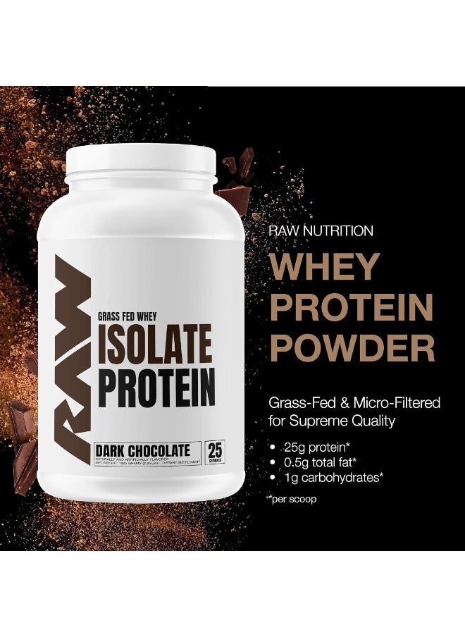RAW Whey Isolate Protein Powder, Dark Chocolate - 100% Grass-Fed Sports Nutrition Protein Powder for Muscle Growth & Recovery