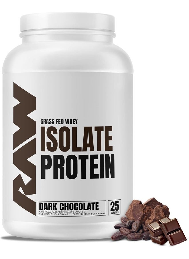 RAW Whey Isolate Protein Powder, Dark Chocolate - 100% Grass-Fed Sports Nutrition Protein Powder for Muscle Growth & Recovery