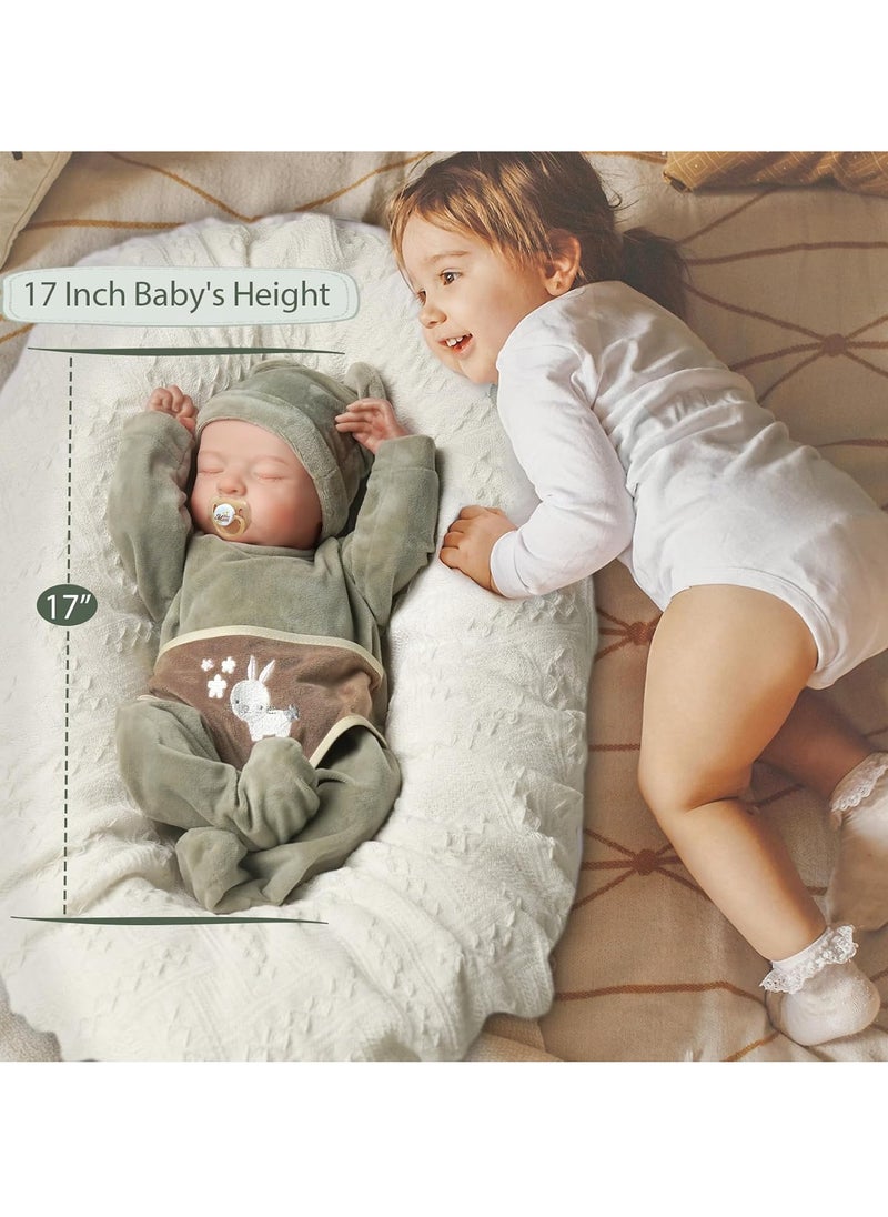 Lifelike Reborn Baby Dolls Boy - 17-Inch Baby Soft Body Realistic-Newborn Baby Dolls Full Body Vinyl Anatomically Correct Real Life Baby Dolls with Toy Accessories for Kids Age 3+