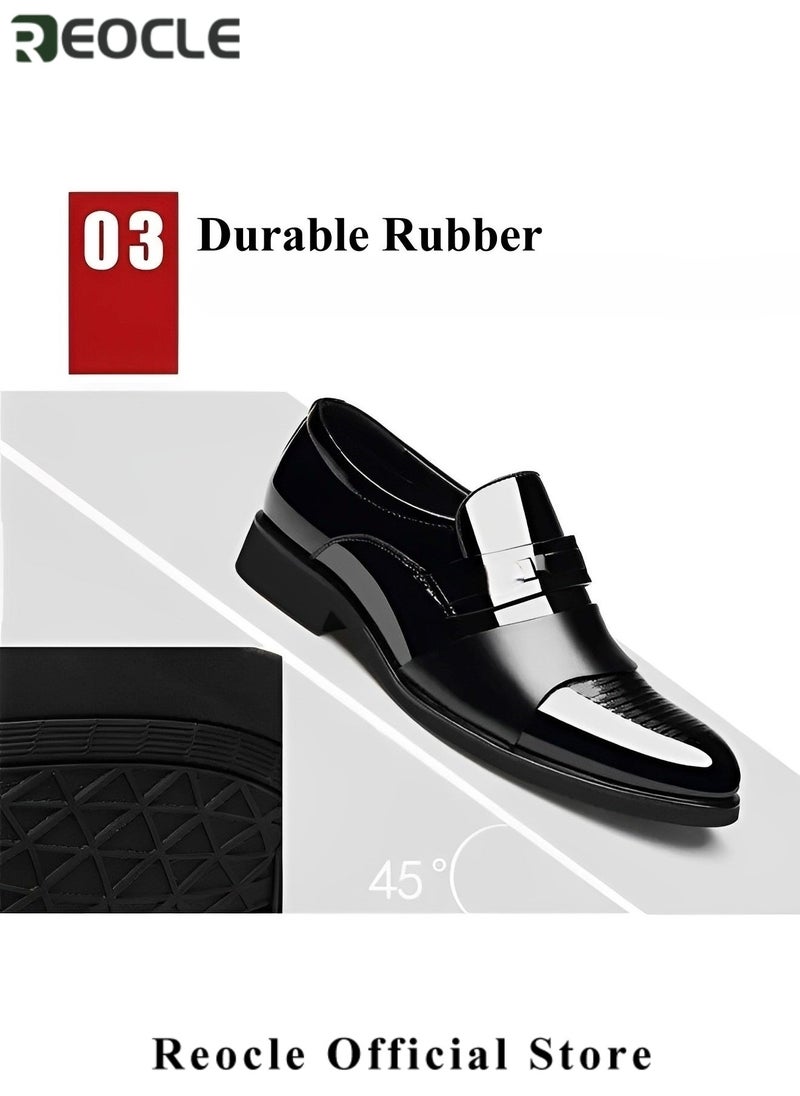 Men's Artificial PU Shoes Glossy Loafers Dress Business Leather Shoes Pointed Faux Leather Shoes Driving Leather Oxford Shoes for Commuting & formal Occasions