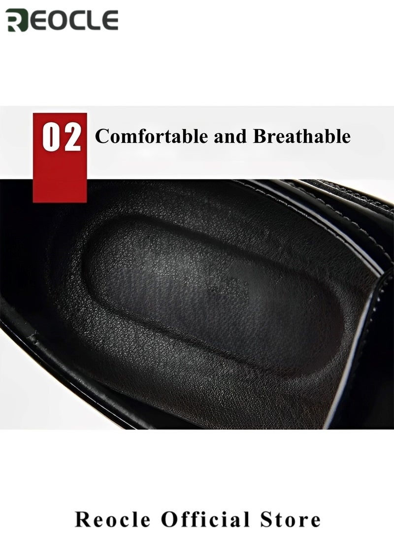 Men's Artificial PU Shoes Glossy Loafers Dress Business Leather Shoes Pointed Faux Leather Shoes Driving Leather Oxford Shoes for Commuting & formal Occasions