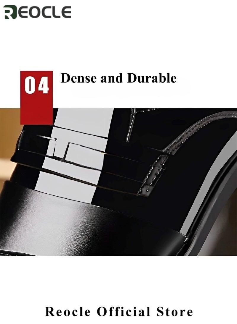 Men's Artificial PU Shoes Glossy Loafers Dress Business Leather Shoes Pointed Faux Leather Shoes Driving Leather Oxford Shoes for Commuting & formal Occasions