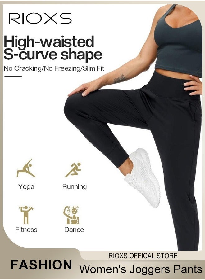 Women's Joggers Pants,Comfy High Waisted Trousers,Lightweight Athletic Leggings Pants,Casual Sweatpants For Gym Workout Yoga Running,Stretch Pants With Pocket For Women Ladies