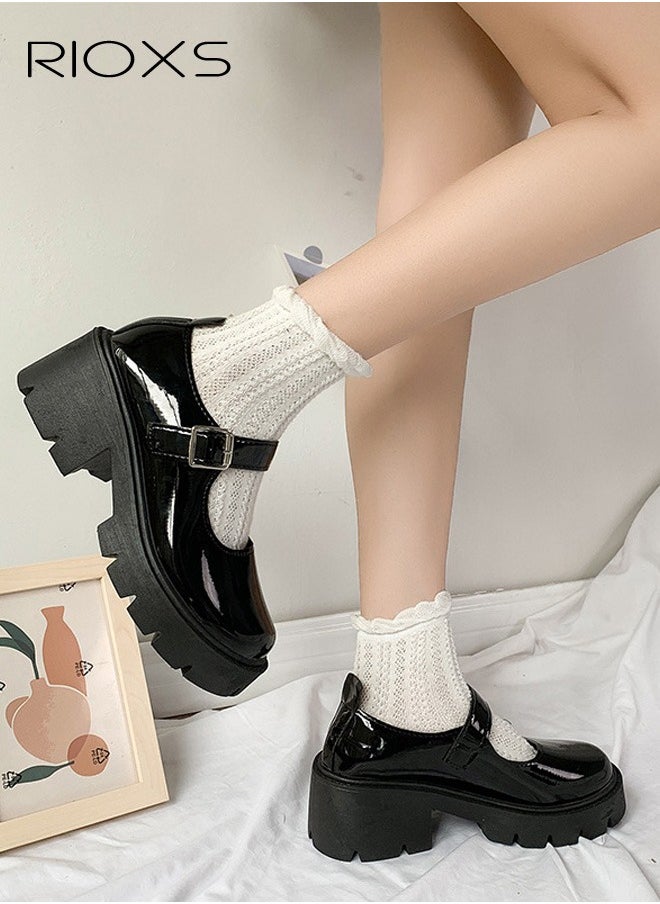 Women's Mary Jane Shoes, Vintage Lolita Chunky Shoes For Women, Fashion Wedge Patent Leather Shoes, Casual Round Toe Platform Shoes, Classic Dress Shoes For Women, Ladies Gothic Shoes, Girls School Uniform Pumps Shoes, Dressy Shoes For Business Daily Wear