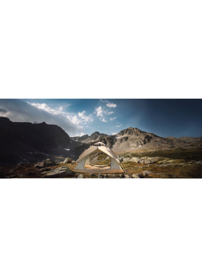 GT-4 Ultimate Camping Tent / 3-4 People Capacity / 210D Oxford Floor Material / UV Protection / Two Layers / Waterproof / Ventilated Mesh / Windproof Rope / Large Space / 2 Doors - Beige