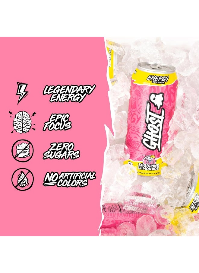 GHOST Energy Drink - 12-Pack, Sour Pink Lemonade, 16oz Cans