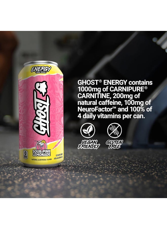GHOST Energy Drink - 12-Pack, Sour Pink Lemonade, 16oz Cans