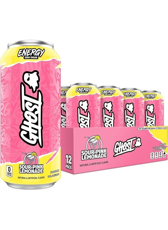 GHOST Energy Drink - 12-Pack, Sour Pink Lemonade, 16oz Cans
