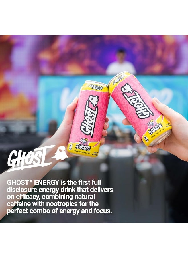 GHOST Energy Drink - 12-Pack, Sour Pink Lemonade, 16oz Cans
