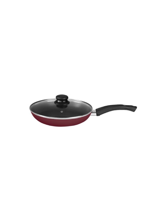 26 Cm Frypan With Glass Lid 3 Layer Non-Stick Coating Pfoa Free Lead Free Size 26*4.5Cm, Multi Color Multi Color 26 cmcm