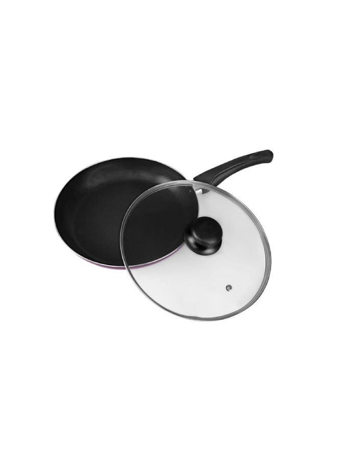 26 Cm Frypan With Glass Lid 3 Layer Non-Stick Coating Pfoa Free Lead Free Size 26*4.5Cm, Multi Color Multi Color 26 cmcm